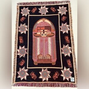 Beacon Blanket Juke Box Reversible The Blanket Brand Vtg 100% Cotton